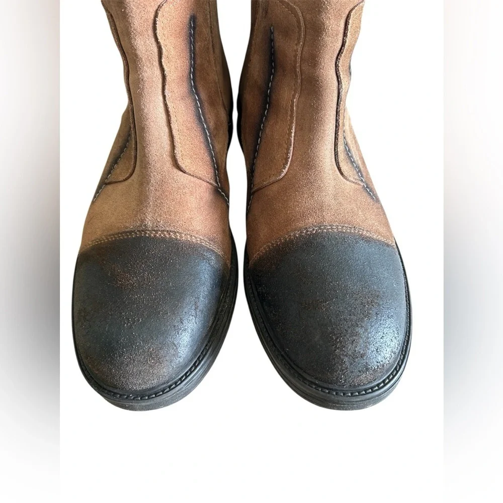 Men's Brown Suede and Dark Toe Ankle Boots